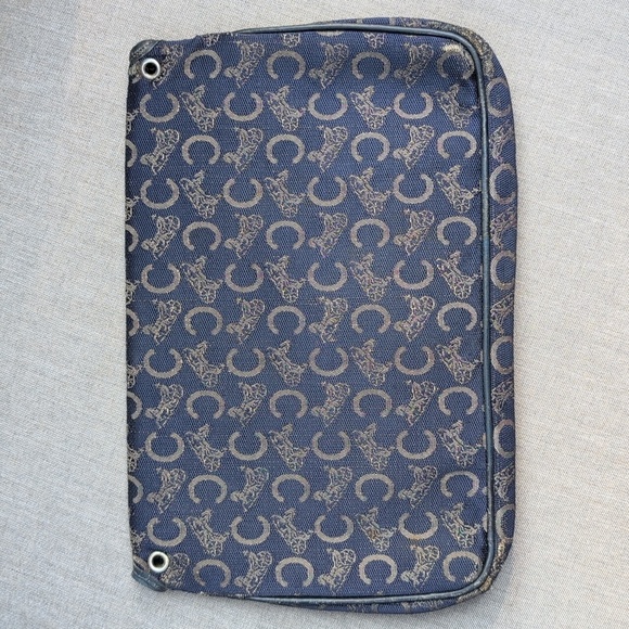 Vintage Celine Macadam Navy and Gold Canvas Foldover Clutch - Picture 4 of 11